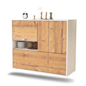 Sideboard Santa Clarita | hängend | Korpus Weiß | Front in Pinie Holz Optik | 92x79x35cm (BxHxT)