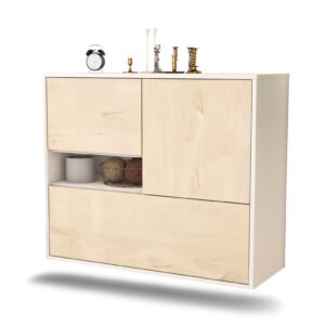 Sideboard Santa Clarita | hängend | Korpus Weiß | Front in Zeder Holz Optik | 92x79x35cm (BxHxT)