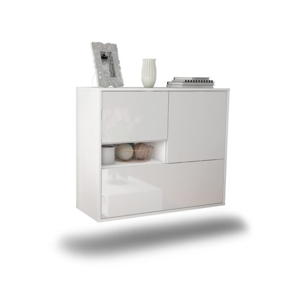 Sideboard Santa Clarita | hängend | Korpus Weiß | Front in Hochglanz Weiß | 92x79x35cm (BxHxT)