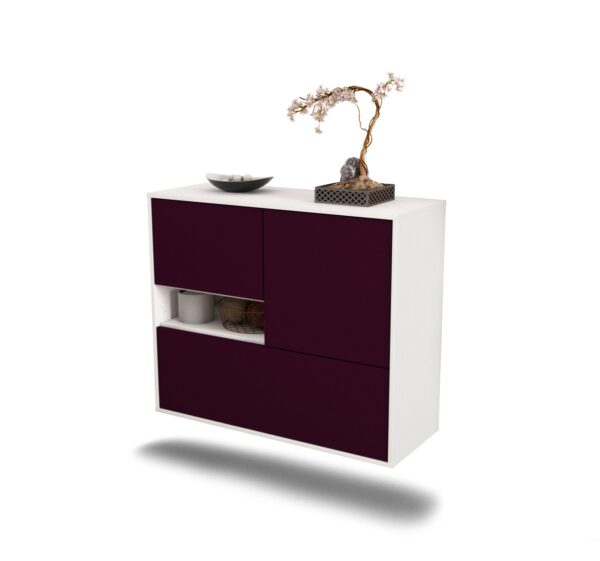 Sideboard Santa Clarita | hängend | Korpus Weiß | Front in Lila | 92x79x35cm (BxHxT)