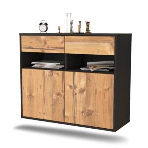 Sideboard North Las Vegas | hängend | Korpus Anthrazit | Front in Pinie Holz Optik | 92x79x35cm (BxHxT)