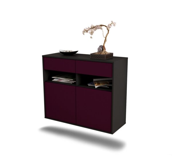 Sideboard North Las Vegas | hängend | Korpus Anthrazit | Front in Lila | 92x79x35cm (BxHxT)