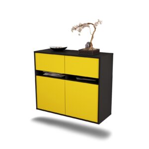 Sideboard Akron, Gelb, hängend (92x79x35cm)
