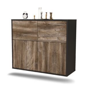 Sideboard Gilbert | hängend | Korpus Anthrazit | Front in Treibholz Holz Optik | 92x79x35cm (BxHxT)
