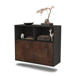 Sideboard Rochester | hängend | Korpus Anthrazit | Front in Rost Optik | 92x79x35cm (BxHxT)