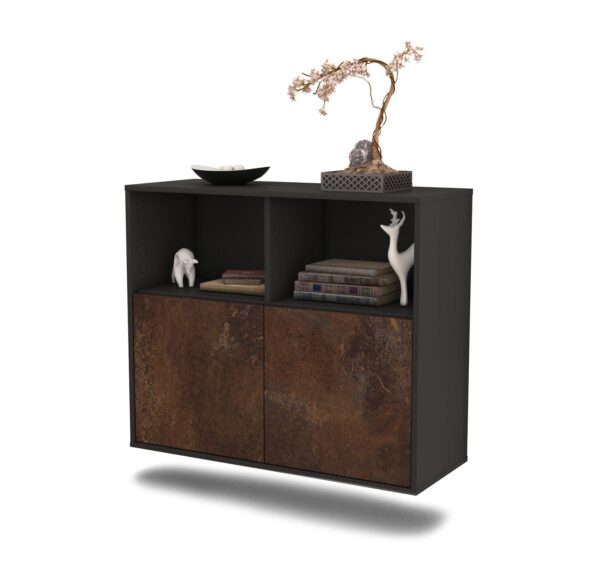 Sideboard Rochester | hängend | Korpus Anthrazit | Front in Rost Optik | 92x79x35cm (BxHxT)
