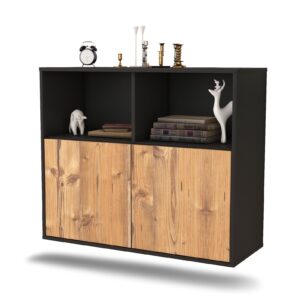 Sideboard Rochester | hängend | Korpus Anthrazit | Front in Pinie Holz Optik | 92x79x35cm (BxHxT)