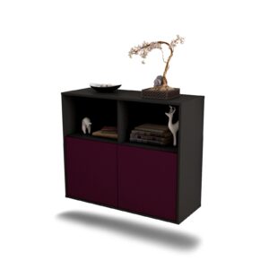 Sideboard Rochester | hängend | Korpus Anthrazit | Front in Lila | 92x79x35cm (BxHxT)