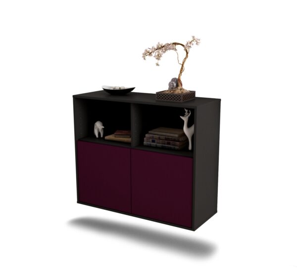 Sideboard Rochester | hängend | Korpus Anthrazit | Front in Lila | 92x79x35cm (BxHxT)