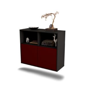 Sideboard Rochester | hängend | Korpus Anthrazit | Front in Bordeaux | 92x79x35cm (BxHxT)