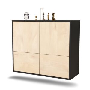 Sideboard Montgomery | hängend | Korpus Anthrazit | Front in Zeder Holz Optik | 92x79x35cm (BxHxT)