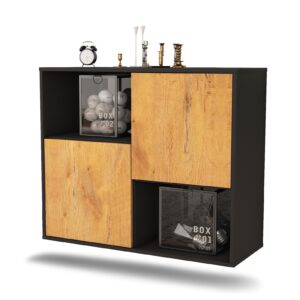 Sideboard Modesto | hängend | Korpus Anthrazit | Front in Eiche Holz Optik | 92x79x35cm (BxHxT)