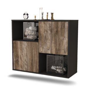 Sideboard Modesto | hängend | Korpus Anthrazit | Front in Treibholz Holz Optik | 92x79x35cm (BxHxT)