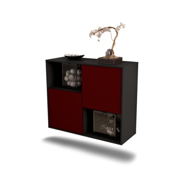 Sideboard Modesto | hängend | Korpus Anthrazit | Front in Bordeaux | 92x79x35cm (BxHxT)