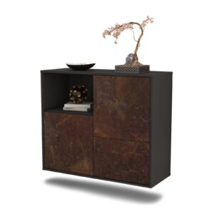 Sideboard Boise | hängend | Korpus Anthrazit | Front in Rost Optik | 92x79x35cm (BxHxT)