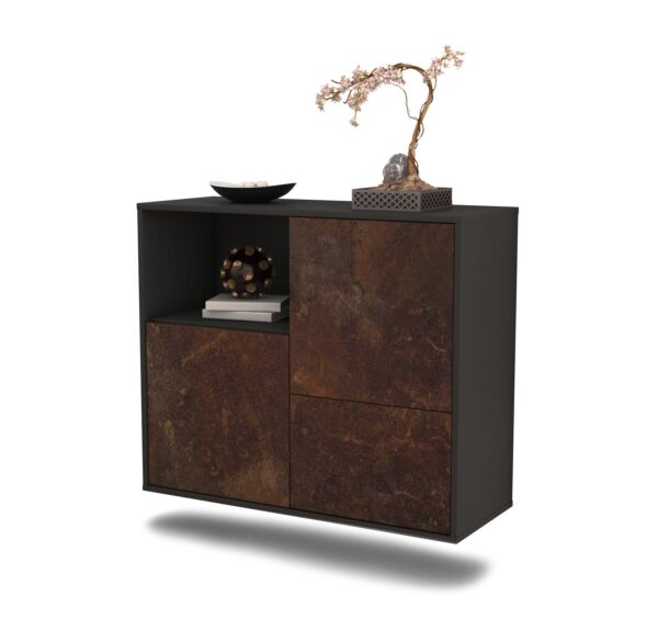 Sideboard Boise | hängend | Korpus Anthrazit | Front in Rost Optik | 92x79x35cm (BxHxT)