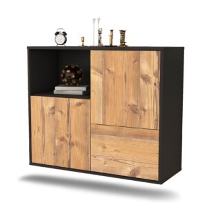 Sideboard Boise | hängend | Korpus Anthrazit | Front in Pinie Holz Optik | 92x79x35cm (BxHxT)