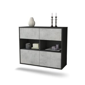 Sideboard Richmond | hängend | Korpus Anthrazit | Front in Beton Optik | 92x79x35cm (BxHxT)