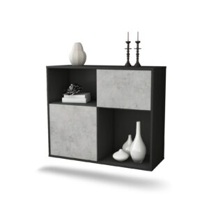 Sideboard Shreveport | hängend | Korpus Anthrazit | Front in Beton Optik | 92x79x35cm (BxHxT)