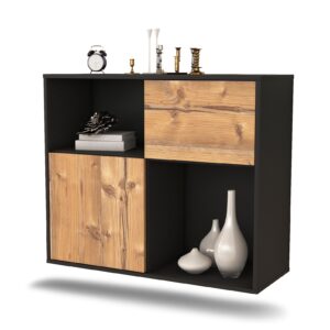 Sideboard Shreveport | hängend | Korpus Anthrazit | Front in Pinie Holz Optik | 92x79x35cm (BxHxT)