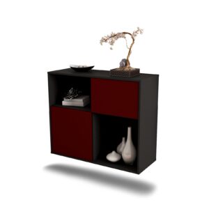 Sideboard Shreveport | hängend | Korpus Anthrazit | Front in Bordeaux | 92x79x35cm (BxHxT)