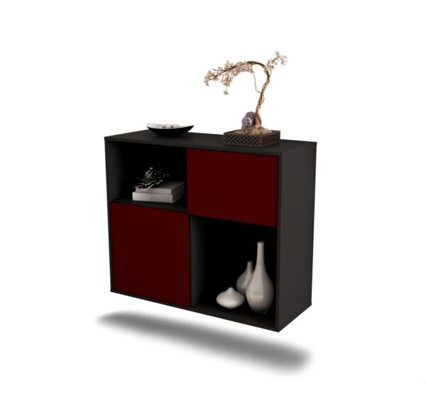 Sideboard Shreveport | hängend | Korpus Anthrazit | Front in Bordeaux | 92x79x35cm (BxHxT)