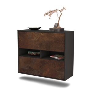 Sideboard San Bernardino | hängend | Korpus Anthrazit | Front in Rost Optik | 92x79x35cm (BxHxT)