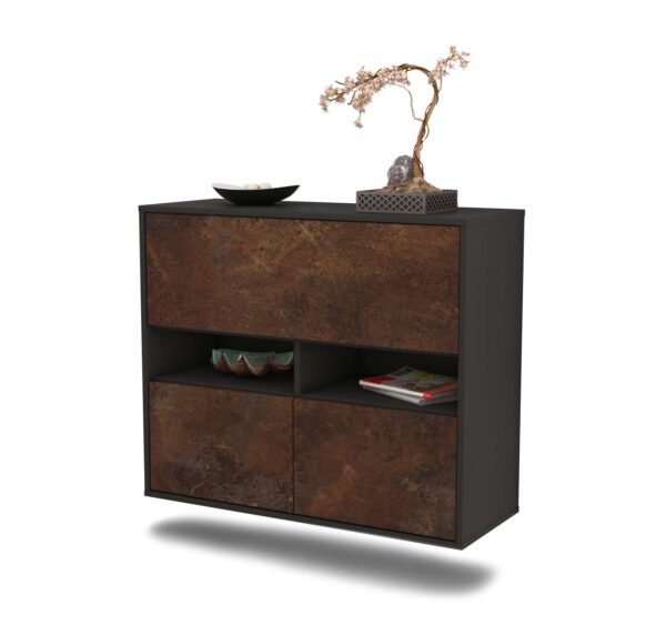 Sideboard San Bernardino | hängend | Korpus Anthrazit | Front in Rost Optik | 92x79x35cm (BxHxT)