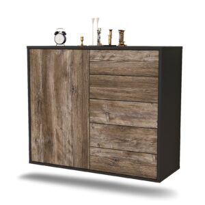 Sideboard Yonkers | hängend | Korpus Anthrazit | Front in Treibholz Holz Optik | 92x79x35cm (BxHxT)