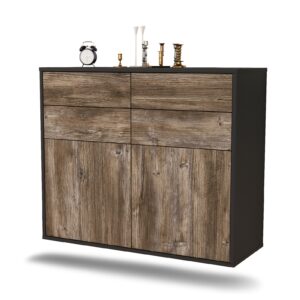 Sideboard Grand Rapids | hängend | Korpus Anthrazit | Front in Treibholz Holz Optik | 92x79x35cm (BxHxT)