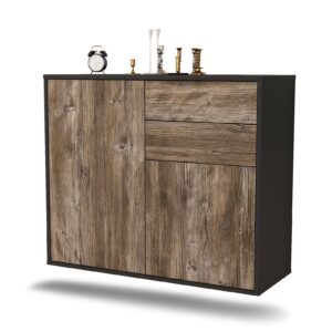 Sideboard Huntington Beach | hängend | Korpus Anthrazit | Front in Treibholz Holz Optik | 92x79x35cm (BxHxT)
