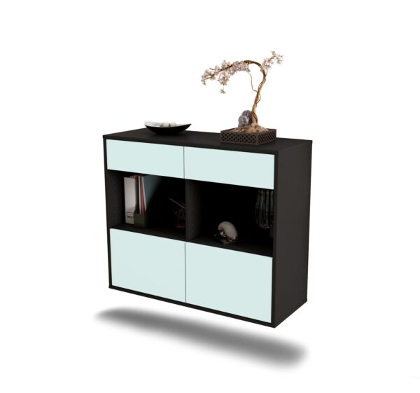 Sideboard Mobile | hängend | Korpus Anthrazit | Front in Mint | 92x79x35cm (BxHxT)