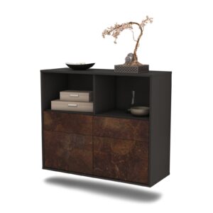 Sideboard Moreno Valley | hängend | Korpus Anthrazit | Front in Rost Optik | 92x79x35cm (BxHxT)