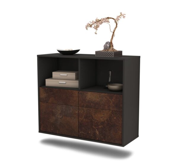 Sideboard Moreno Valley | hängend | Korpus Anthrazit | Front in Rost Optik | 92x79x35cm (BxHxT)