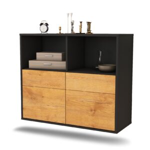 Sideboard Moreno Valley | hängend | Korpus Anthrazit | Front in Eiche Holz Optik | 92x79x35cm (BxHxT)