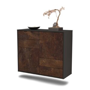 Sideboard Little Rock | hängend | Korpus Anthrazit | Front in Rost Optik | 92x79x35cm (BxHxT)