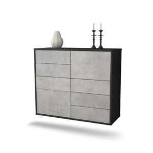 Sideboard Amarillo | hängend | Korpus Anthrazit | Front in Beton Optik | 92x79x35cm (BxHxT)