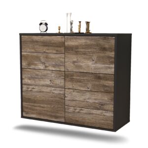 Sideboard Amarillo | hängend | Korpus Anthrazit | Front in Treibholz Holz Optik | 92x79x35cm (BxHxT)