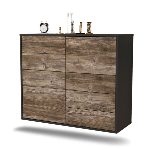 Sideboard Amarillo | hängend | Korpus Anthrazit | Front in Treibholz Holz Optik | 92x79x35cm (BxHxT)