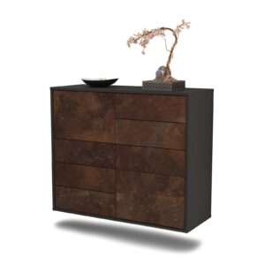 Sideboard Paradise | hängend | Korpus Anthrazit | Front in Rost Optik | 92x79x35cm (BxHxT)