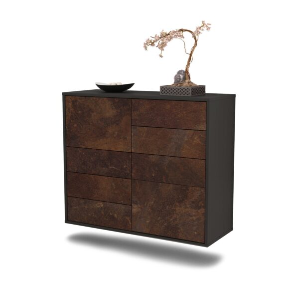 Sideboard Paradise | hängend | Korpus Anthrazit | Front in Rost Optik | 92x79x35cm (BxHxT)