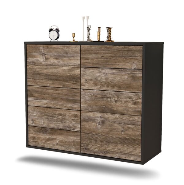 Sideboard Paradise | hängend | Korpus Anthrazit | Front in Treibholz Holz Optik | 92x79x35cm (BxHxT)