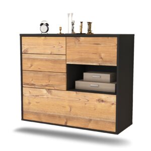 Sideboard Knoxville | hängend | Korpus Anthrazit | Front in Pinie Holz Optik | 92x79x35cm (BxHxT)