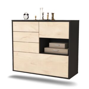 Sideboard Knoxville | hängend | Korpus Anthrazit | Front in Zeder Holz Optik | 92x79x35cm (BxHxT)