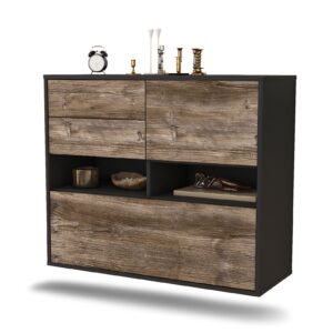 Sideboard Salt Lake City | hängend | Korpus Anthrazit | Front in Treibholz Holz Optik | 92x79x35cm (BxHxT)