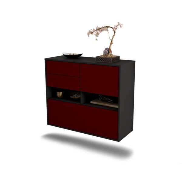 Sideboard Salt Lake City | hängend | Korpus Anthrazit | Front in Bordeaux | 92x79x35cm (BxHxT)