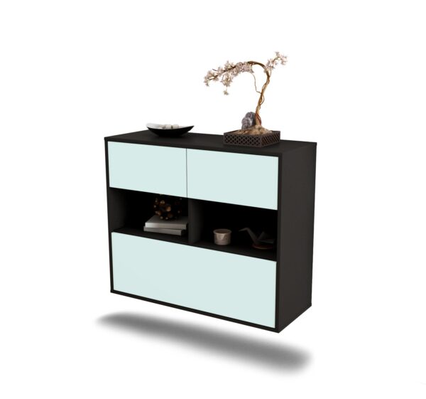 Sideboard Newport News | hängend | Korpus Anthrazit | Front in Mint | 92x79x35cm (BxHxT)