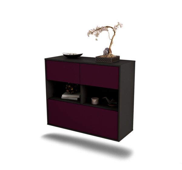 Sideboard Newport News | hängend | Korpus Anthrazit | Front in Lila | 92x79x35cm (BxHxT)