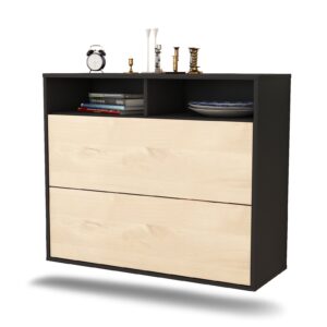 Sideboard Spring Valley | hängend | Korpus Anthrazit | Front in Zeder Holz Optik | 92x79x35cm (BxHxT)