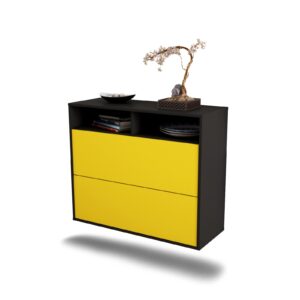 Sideboard Spring Valley | hängend | Korpus Anthrazit | Front in Gelb | 92x79x35cm (BxHxT)